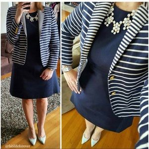 J.Crew | 0 | Navy Dress in Diamond Jacquard Pique A-Line